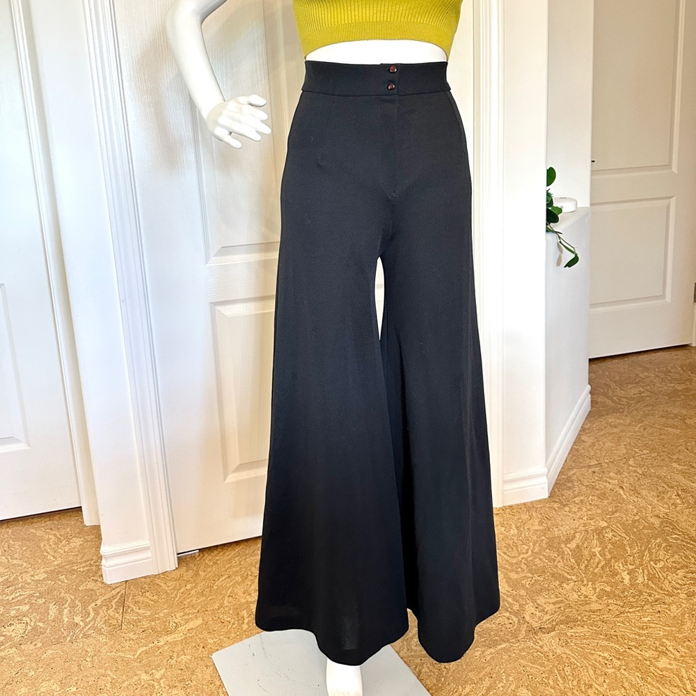 Vintage High-Waisted Black Wide-Leg Flare Palazzo Pants (XS)